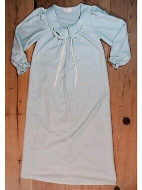 Vandemere Flannel Nightgown Robe Women 12 Long Maxi Blue Cottagecore Granny USA